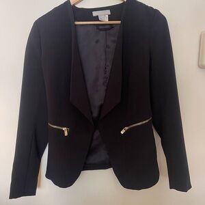 H&M Black Blazer with Gold Zipper Accents